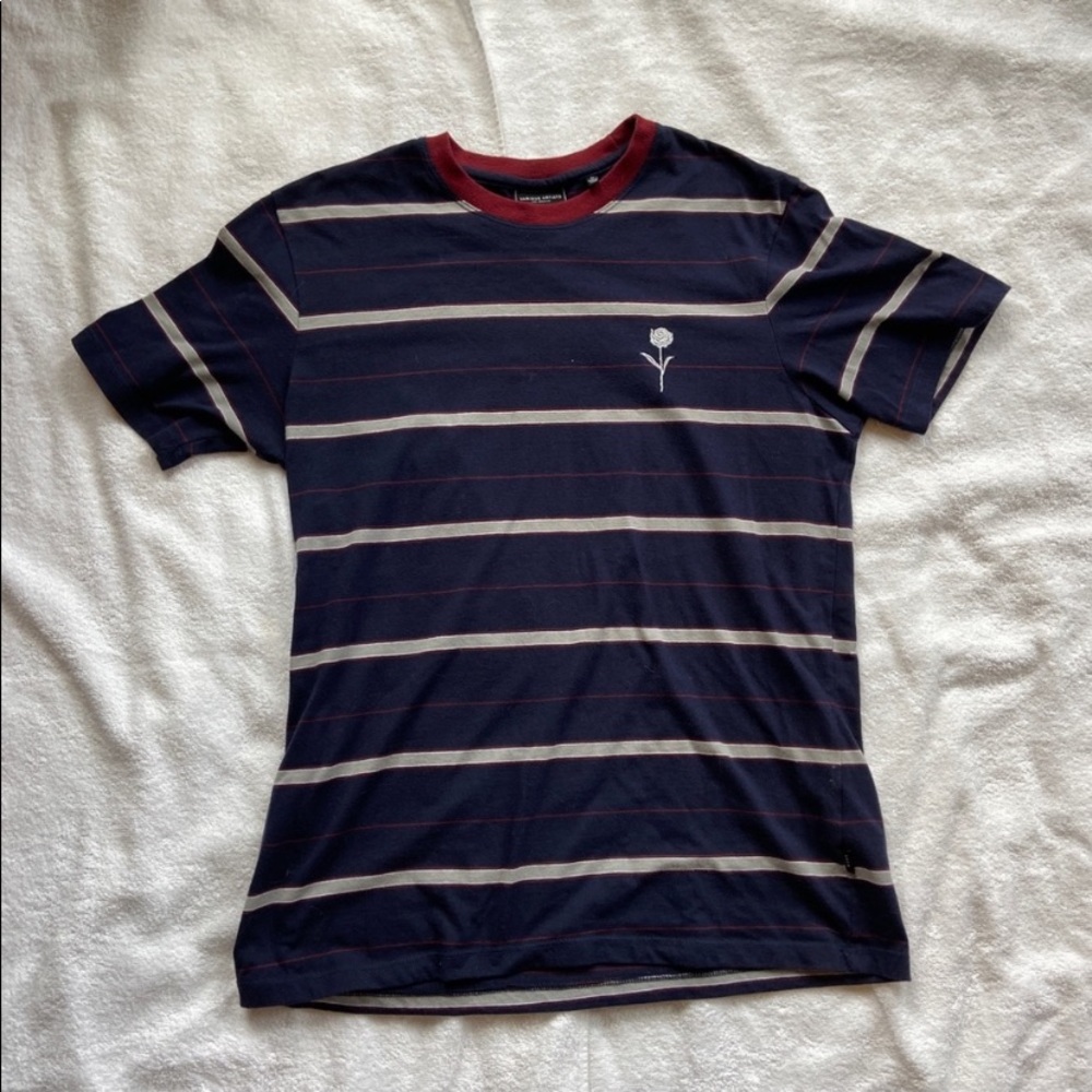 🎀Zumiez Various Artists Navy Blue Striped Shirt🎀